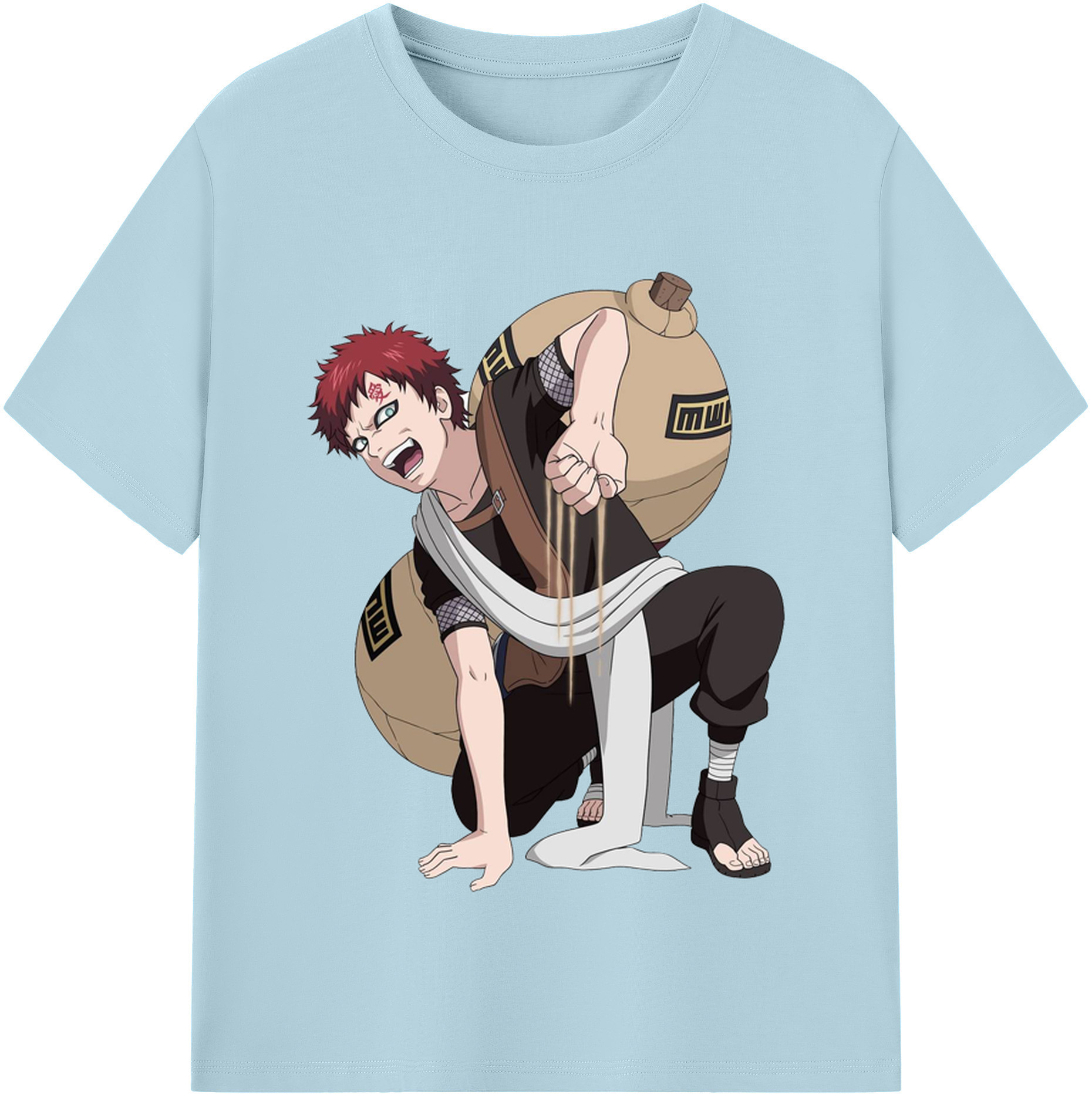 （画像用） NARUTO -ナルト- ガアラ Gaara 綿100％半袖Tシャツ（フロントプリント）